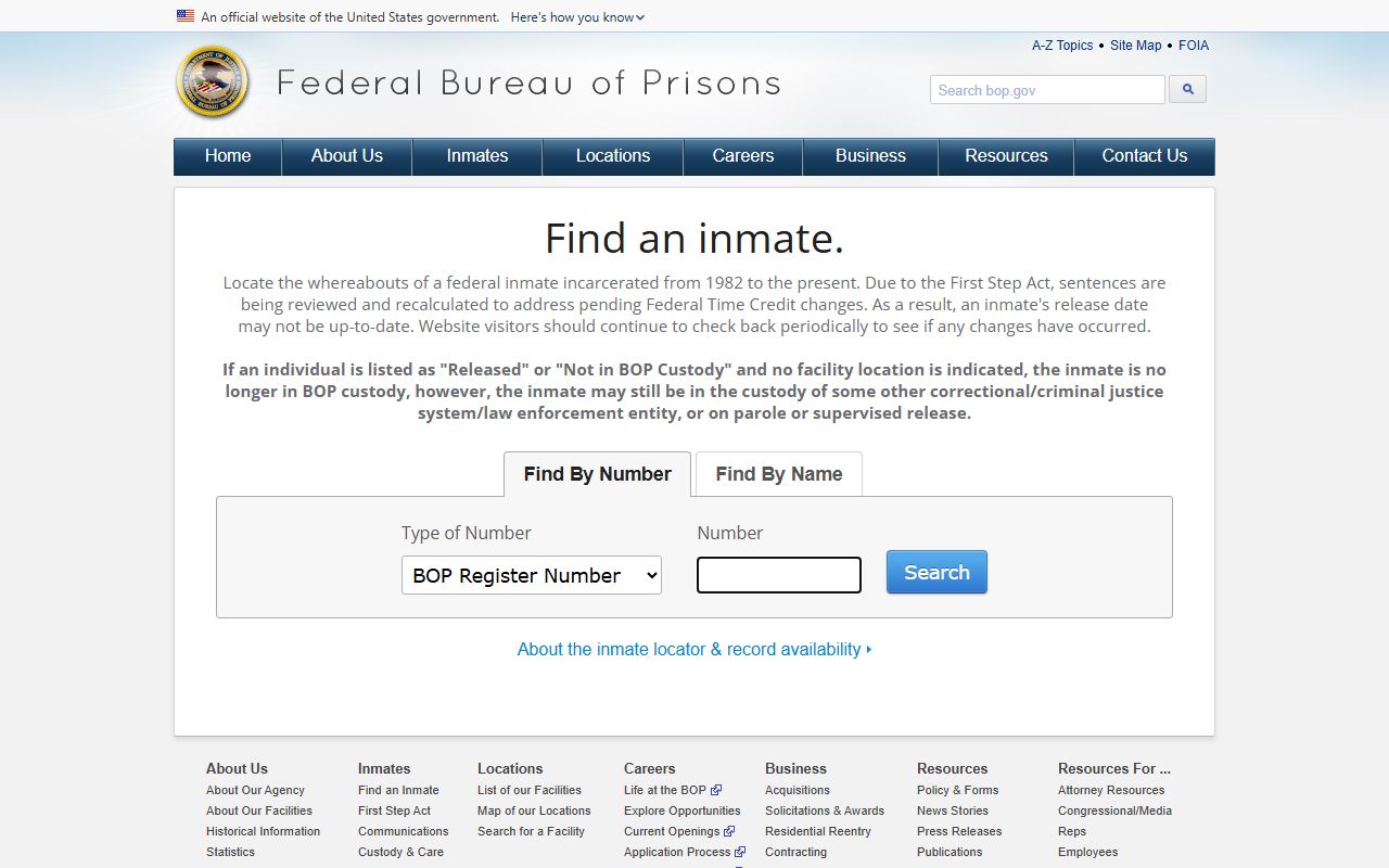 BOP inmate locator for Yosemite federal custody lookup